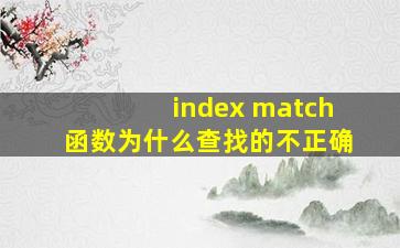 index match函数为什么查找的不正确